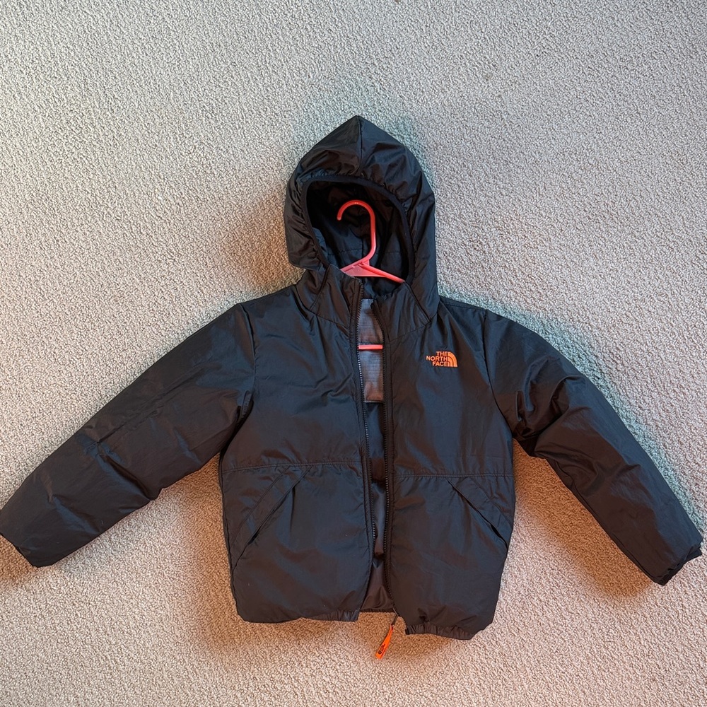 The North Face Kids Black and Orange Puffer Jacket